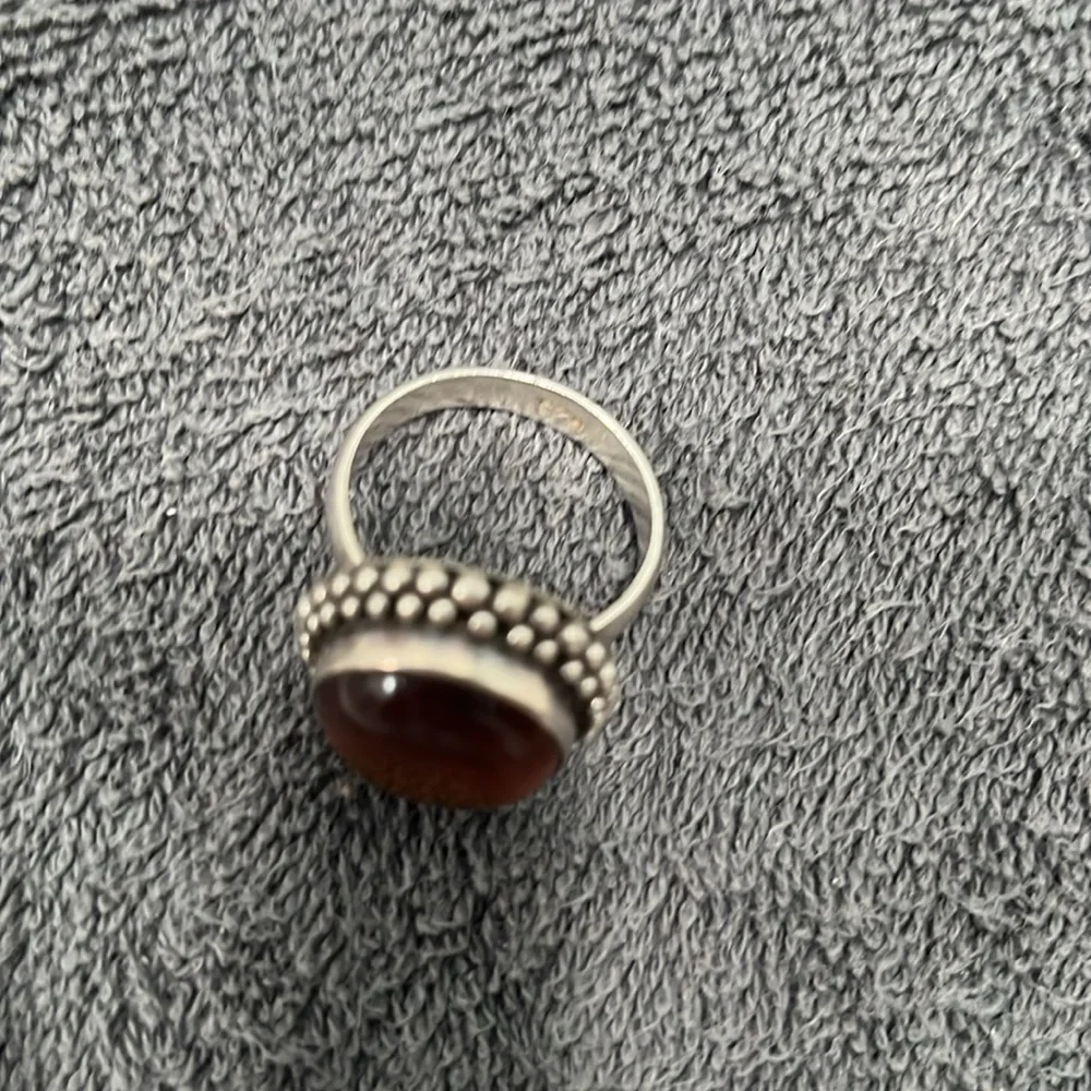 Sterling Silver Amber ring, Size 8, Vintage